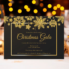Corporate jul Gala Chic Black Guld Snowflake Inbjudningar