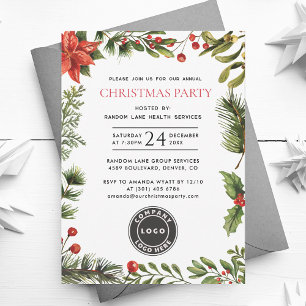 Corporate jul Holly Berries Party Inbjudningar