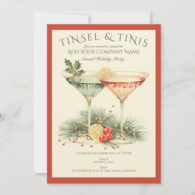 Corporate jul Ljus Office Helgdag Cocktail Inbjudningar (Framsida)