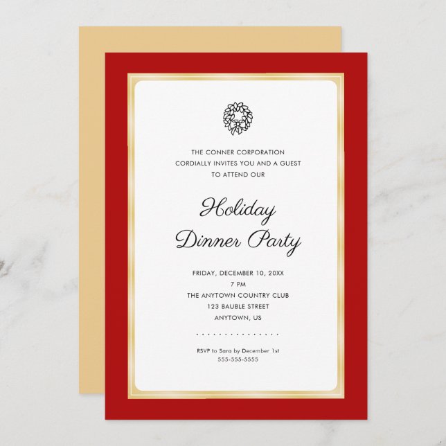 Corporate jul Party Simple Classic Inbjudningar (Fram/baksida)