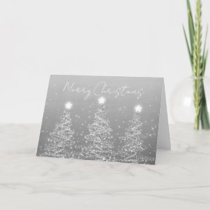 Corporate jul Sparkly Julafton Träd Silver Helgkort