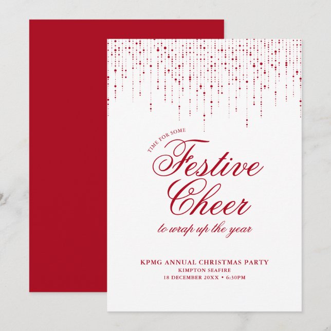 Corporate Julfest Red White Festive Cheer Inbjudningar (Fram/baksida)