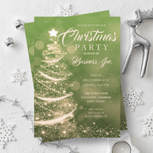CORPORATE JULGRAN GNISTRA GRÖNT GULD PARTY INBJUDNINGAR