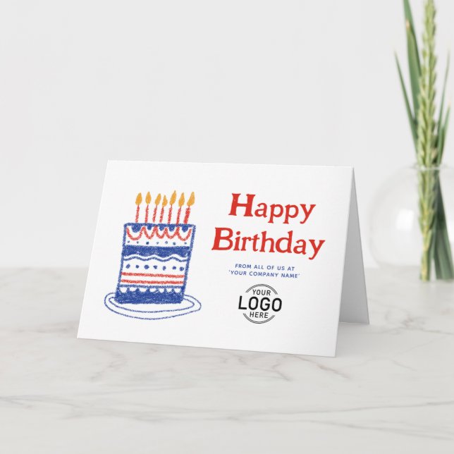 Corporate Logo Fun Simple Cake Business Birthday Kort (Framsida)