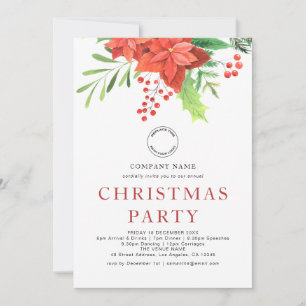 Corporate Logotyp Poinsettia jul Party Julkort