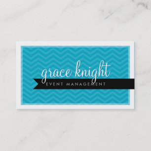 CORPORATE modern enkel chevron bright aqua Blue Visitkort