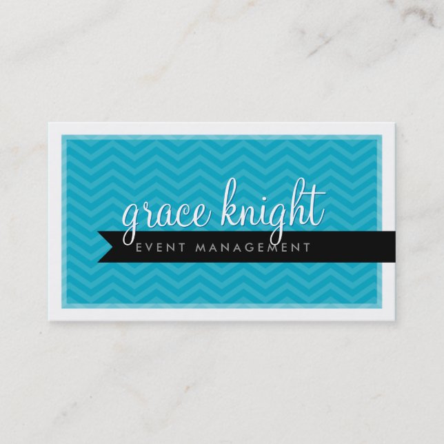 CORPORATE modern enkel chevron bright aqua Blue Visitkort (Framsida)