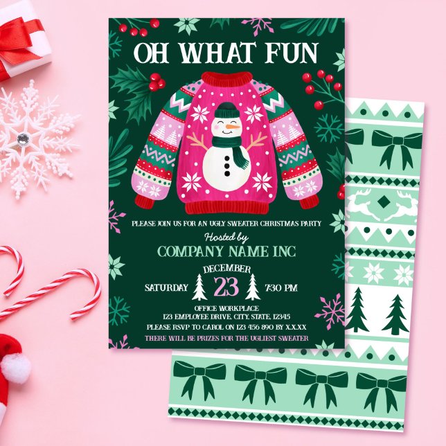 Corporate Office Helgdag Ugly Sweater Party Inbjudningar (Corporate Office Holiday Ugly Sweater Party Invitation)