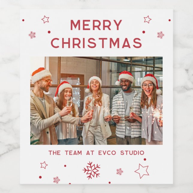 Corporate Photo Modern julskript, Helgdag Vinflaska Etikett (Singel etikett)