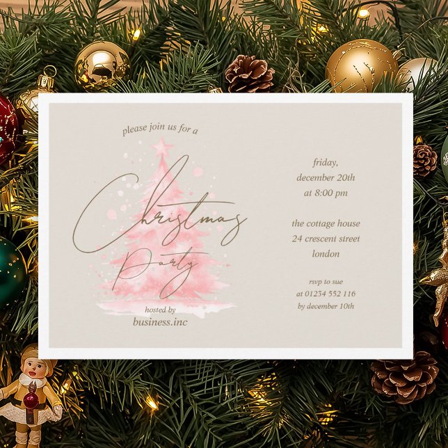 Corporate Red Julgran Julfest Inbjudningar (Corporate Red Christmas Tree Holiday Party Invitation)