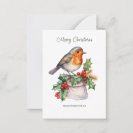 Corporate Red Robin Holly-julkort - platt anteckni Anteckningskort