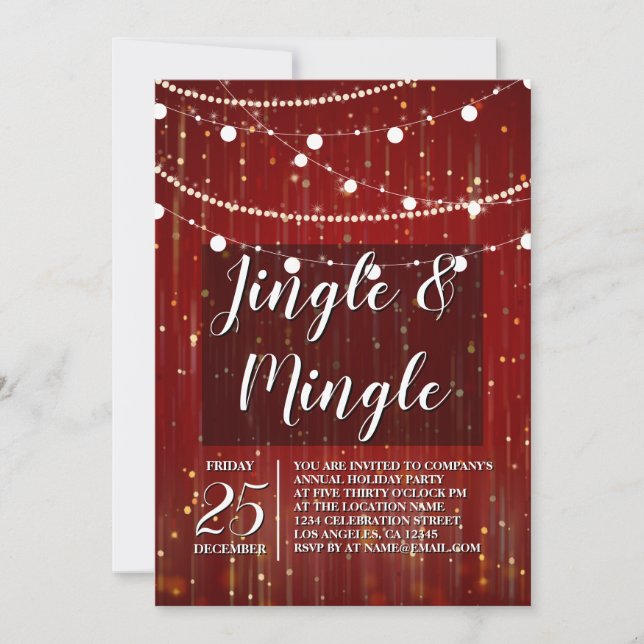 Corporate Red String Ljus Jingle och Mingle Inbjudningar (Framsida)