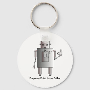 Corporate Robot Kärlek Coffee, Vintage Retro Funny Nyckelring