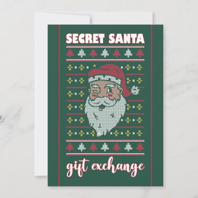 Corporate Secret Santa Gift Exchange Sweater Party Inbjudningar (Framsida)