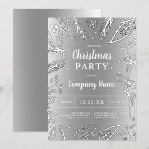 Corporate silver metallic Jul party Inbjudningar