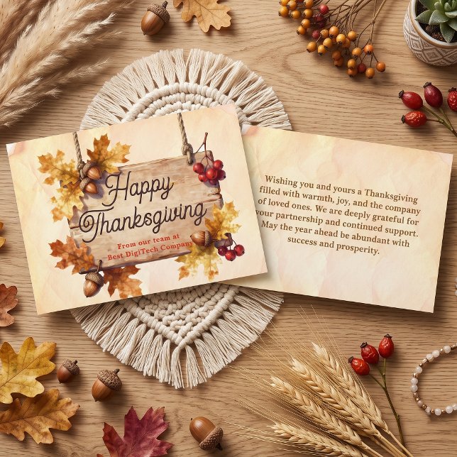 Corporate Thanksgiving Rustic Höst Aquarell  Kort (Skapare uppladdad)