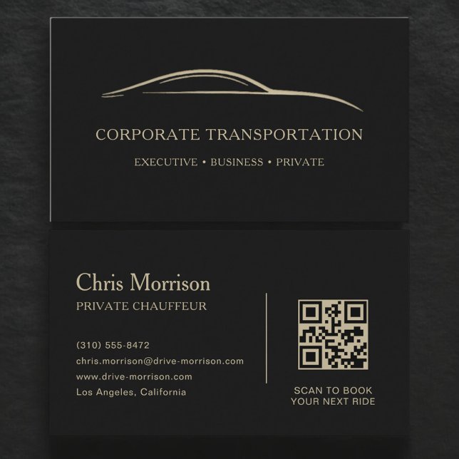 Corporate Transportation QR Code Black & Gold Visitkort (Skapare uppladdad)