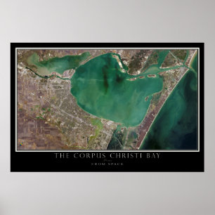 Corpus Christi Bay Texas från Space Satellite Kart Poster
