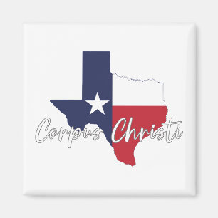 Corpus Christi, Texas Flagga Karta Magnet