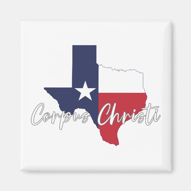 Corpus Christi, Texas Flagga Karta Magnet (Framsidan)