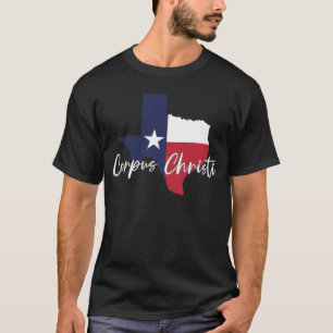 Corpus Christi, Texas Flagga Karta Manar Black T Shirt