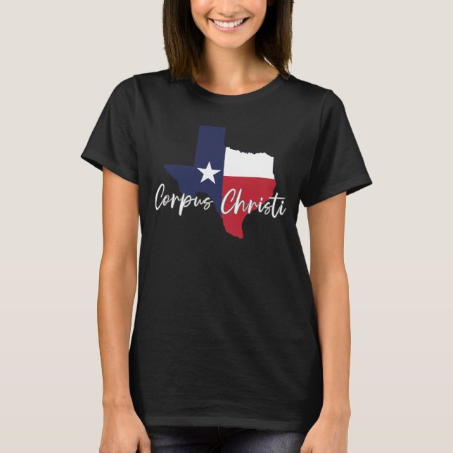 Corpus Christi, Texas Flagga Karta Women's Black T Shirt (Framsida)