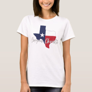 Corpus Christi, Texas Flagga Karta Women's White T Shirt