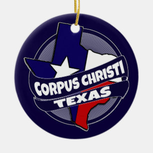 Corpus Christi Texas flagga sprängde helgdag ornam Julgransprydnad Keramik