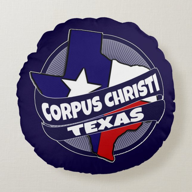 Corpus Christi Texas flagga sprängde runt kudde (Framsidan)