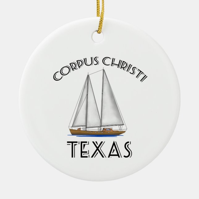 Corpus Christi Texas Sailing Julgransprydnad Keramik (Framsidan)