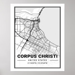 Corpus Christi Texas USA Travel City Karta Poster