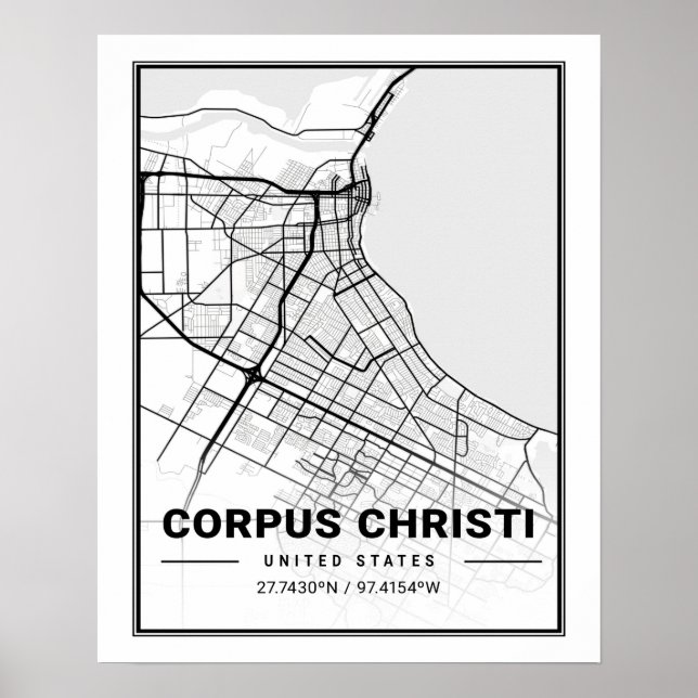 Corpus Christi Texas USA Travel City Karta Poster (Framsidan)