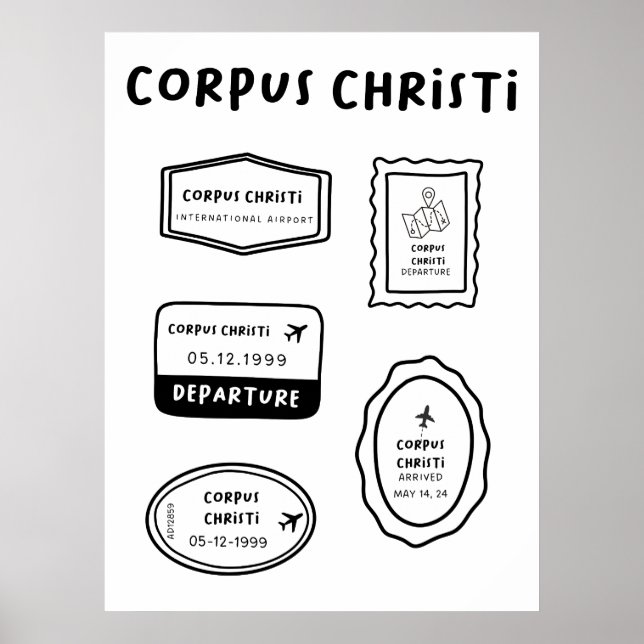 Corpus Christi - Travel Frimärke Collection Poster (Framsidan)