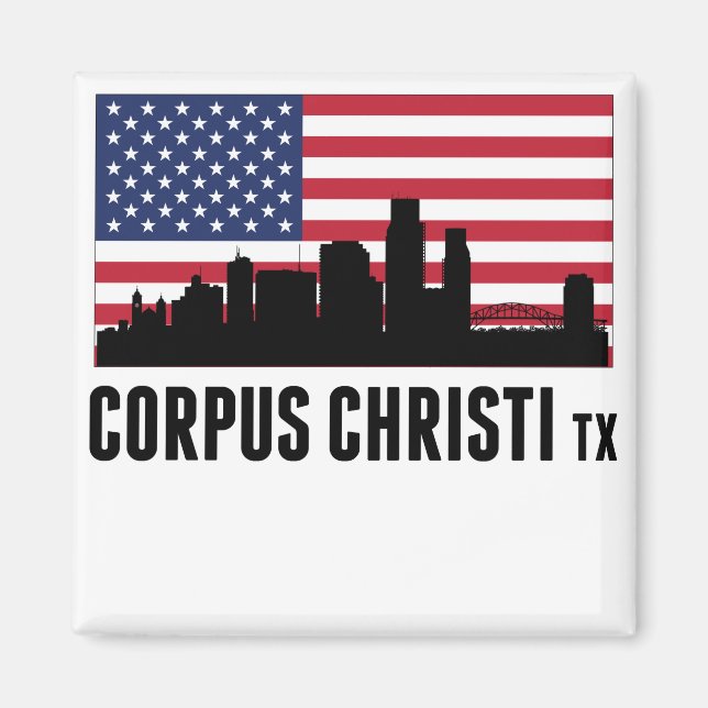 Corpus Christi TX American Flagga Magnet (Framsidan)
