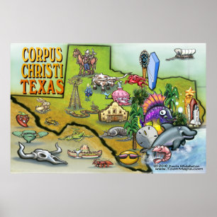 Corpus Christi TX Karta Poster