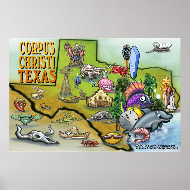 Corpus Christi TX Karta Poster (Framsidan)