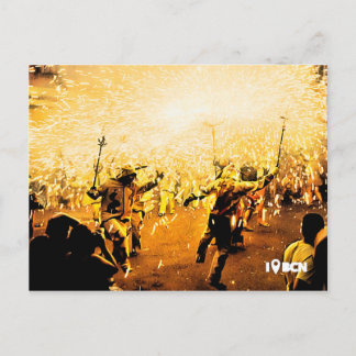 Correfocs of Gràcia quarters i Barcelona, Spanien Vykort