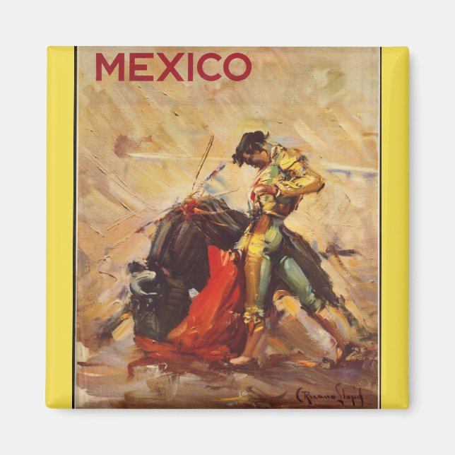 Corrida Mexico Vintage-målning Magnet (Framsidan)