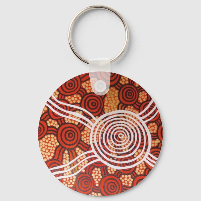 Corroboree II Aboriginal Art Nyckelring (Framsida)