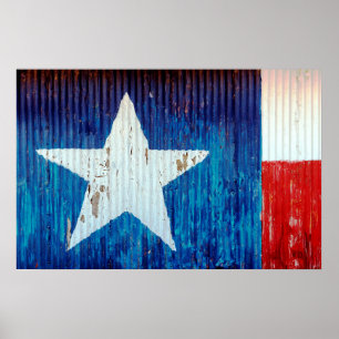 Corrugated Metall Texas Flagga Poster