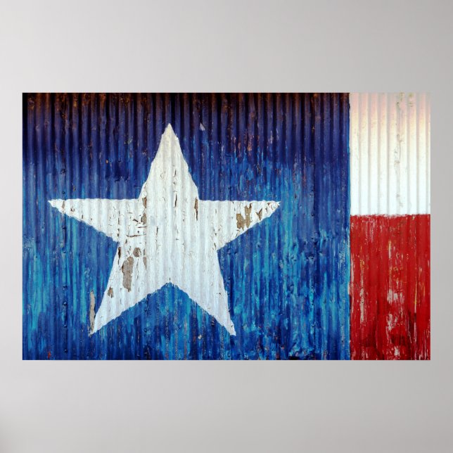 Corrugated Metall Texas Flagga Poster (Framsidan)