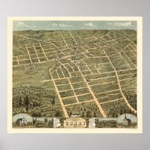Corry, PA Panoramic Karta - 1870 Poster