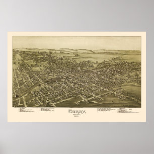 Corry panorama- karta för PA - 1895 Poster