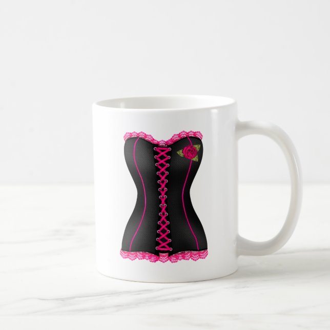 Corset Black Rosa ros Kaffemugg (Höger)