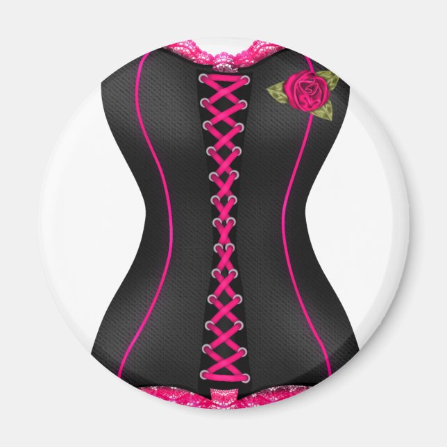 Corset Black Rosa ros Magnet (Framsidan)