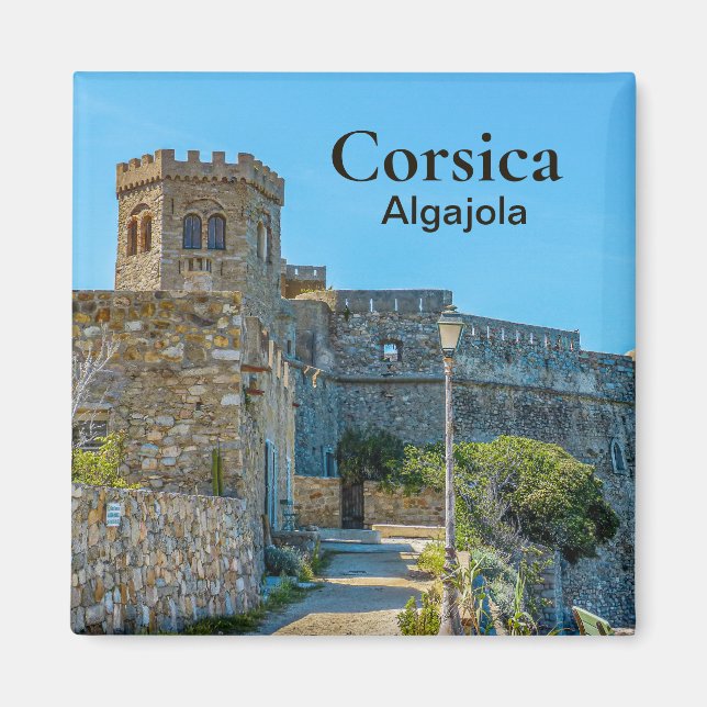 Corsica Algajola Castle Frankrike Souvenir Magnet (Framsidan)