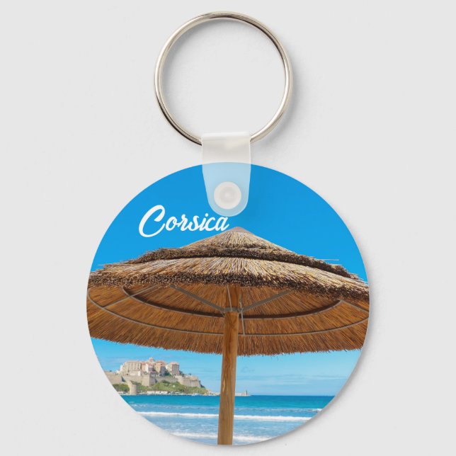 Corsica Calvi Citadel och Beach Souvenir Nyckelring (Framsida)