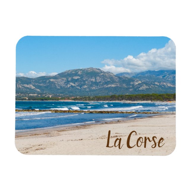 Corsica Frankrike Beach och Mountains Souvenir Magnet (Horisontell)