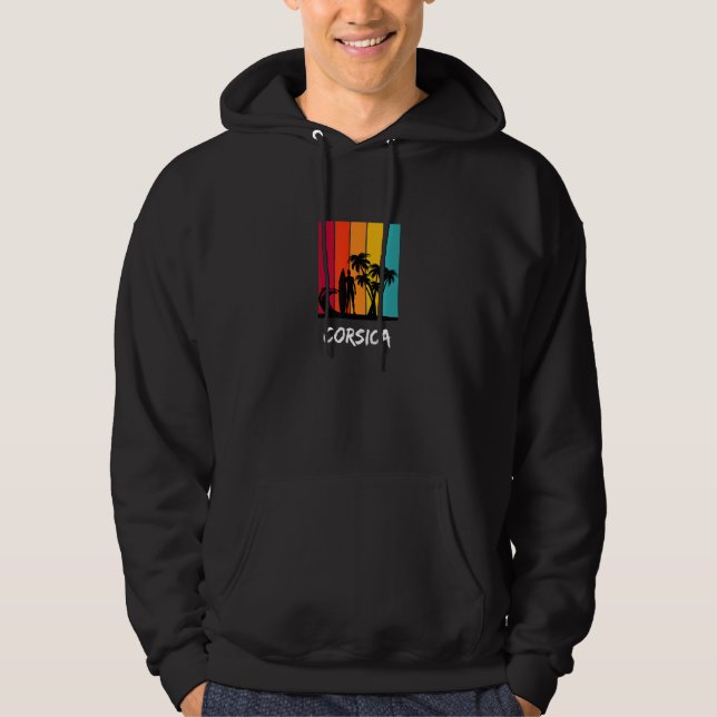 Corsica Holiday Vacation Souvenir Retro Surfing Hoodie (Framsida)