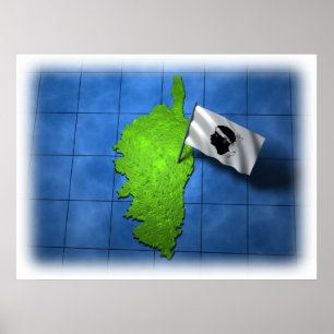 Corsica med dess egna flagga poster